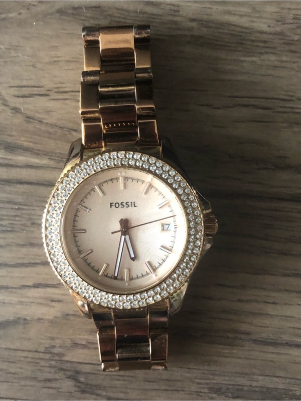 Fossil Rose Gold Crystal Bezel Women's Bracelet Watch